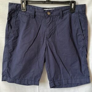 Navy Chino Shorts Flat Front Casual Summer 32 W